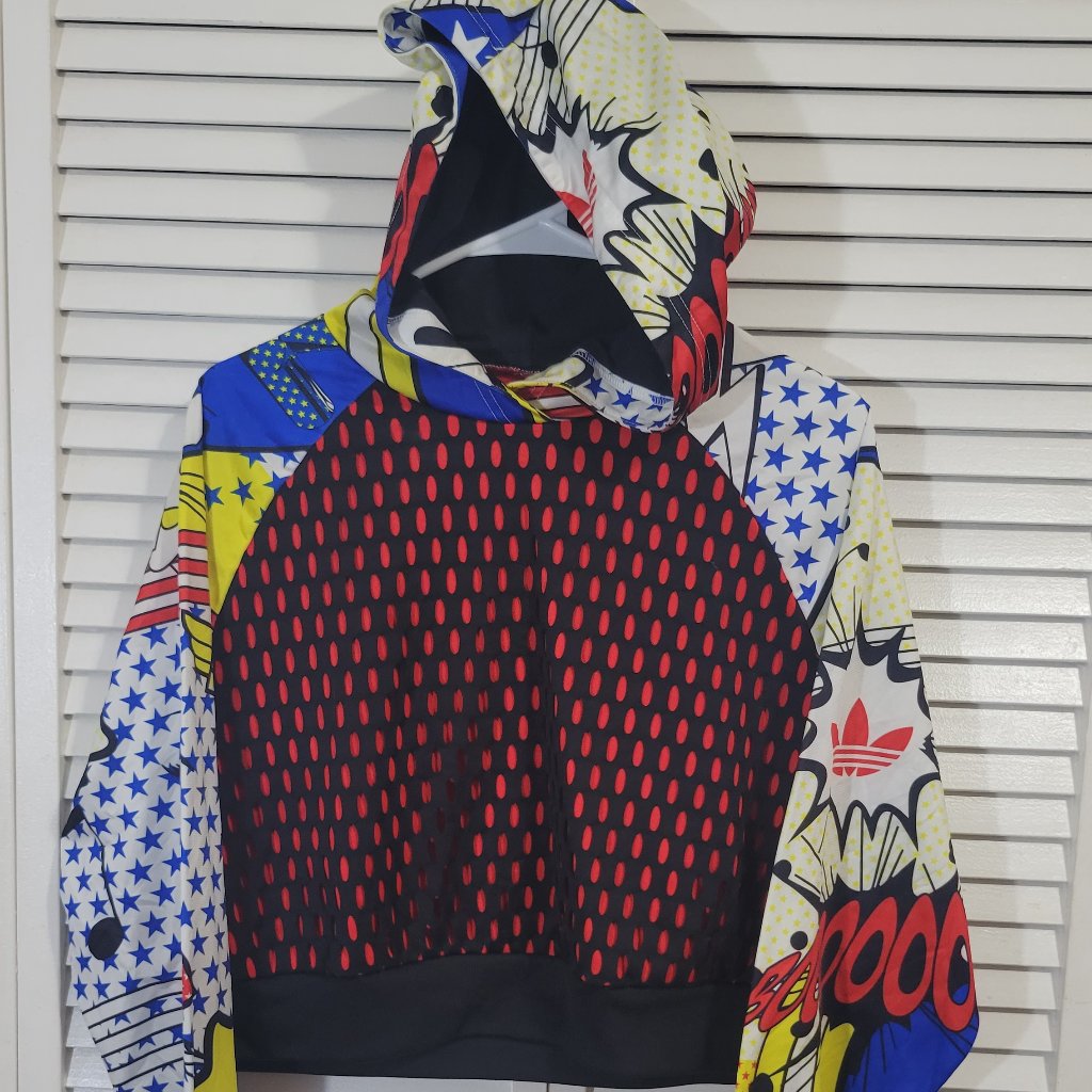 Rita Ora X Adidas Originals Crop Top Hoodie Hooded Sweatshirt Womens Large